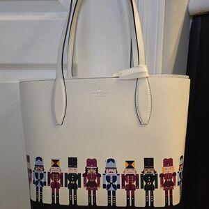 Kate Spade White Tote Bag with Nutcracker Design